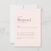 RSVP für Herbst-Folien Blush Simple Gold Text Wedd (Vorderseite)