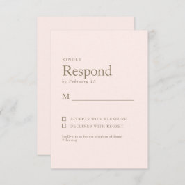 RSVP für Herbst-Folien Blush Simple Gold Text Wedd