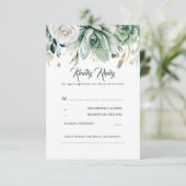 RSVP für Hochzeit von Grün und Gold (Stehend Vorderseite)