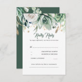 RSVP für Hochzeit von Grün und Gold (Vorne/Hinten)