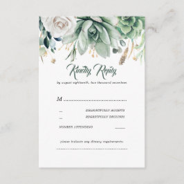RSVP für Hochzeit von Grün und Gold Karte