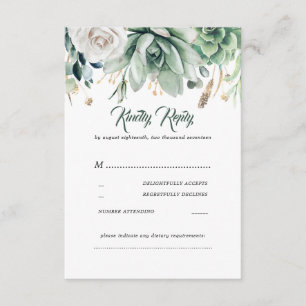 RSVP für Hochzeit von Grün und Gold Karte