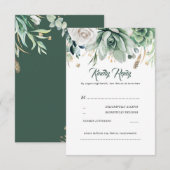 RSVP für Hochzeit von Grün und Gold Karte (Vorne/Hinten)