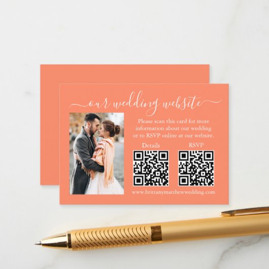 RSVP für Hochzeiten Details Foto 2 QR Koralle Begleitkarte (Vorderseite/Rückseite Beispiel)