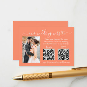 RSVP für Hochzeiten Details Foto 2 QR Koralle Begleitkarte