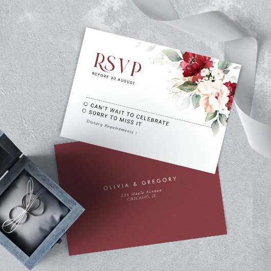 RSVP für Hochzeiten in Burgund und Rosa