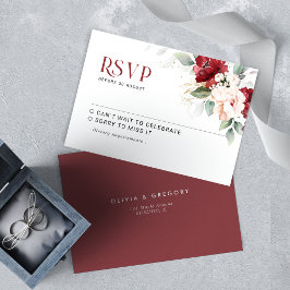 RSVP für Hochzeiten in Burgund und Rosa Karte