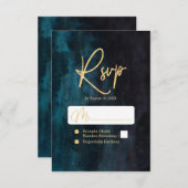 RSVP für Hochzeiten in Navy Blue & Aquamarin Water (Vorne/Hinten)