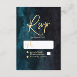 RSVP für Hochzeiten in Navy Blue & Aquamarin Water Karte