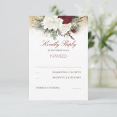 RSVP für Hochzeiten in Rot und Weiß Karte (Stehend Vorderseite)