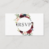 RSVP für Hochzeiten mit Blauer Blüte in Burgund Begleitkarte (Vorderseite)