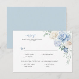 RSVP für Hochzeiten mit blauer und weißer Blüte Einladung