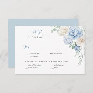 RSVP für Hochzeiten mit blauer und weißer Blüte Einladung