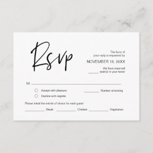 RSVP für Hochzeiten, mit Wahlmöglichkeiten, Antwor Begleitkarte