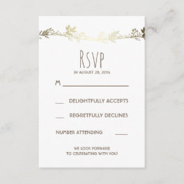 RSVP für Hochzeiten mit weißer und goldener Flora Karte