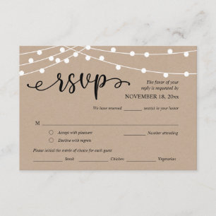RSVP für Hochzeiten, Optionen für Mahlzeiten, Kraf Begleitkarte