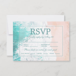 RSVP für Hochzeiten von aquamarinen Beach Ocean Sa Karte