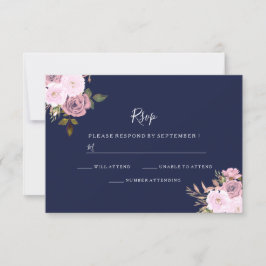 RSVP für Hochzeiten von Navy Blue & Rose Gold Flor
