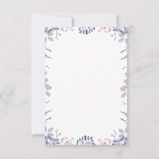 RSVP für Hochzeiten von Navy Blue und Mauve Floral (Rückseite)