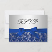 RSVP für Hochzeiten von Navy Blue und Silver Lace (Vorderseite)