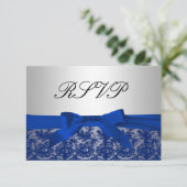 RSVP für Hochzeiten von Navy Blue und Silver Lace (Stehend Vorderseite)