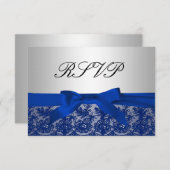 RSVP für Hochzeiten von Navy Blue und Silver Lace (Vorne/Hinten)
