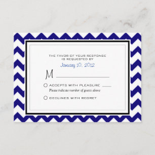 RSVP für Hochzeiten von Navy Blue und White Zickza Karte