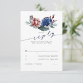 RSVP für Hochzeiten von Navy Burgundy (Stehend Vorderseite)
