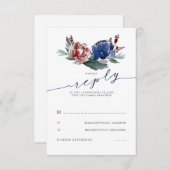 RSVP für Hochzeiten von Navy Burgundy (Vorne/Hinten)