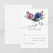 RSVP für Hochzeiten von Navy Burgundy Karte (Vorne/Hinten)
