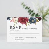 RSVP für Hochzeiten von Navy und Burgund Elegant (Stehend Vorderseite)