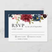 RSVP für Hochzeiten von Navy und Burgund Elegant (Vorne/Hinten)