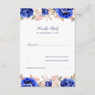 RSVP für Hochzeiten von Navy und Rosa Floral Karte