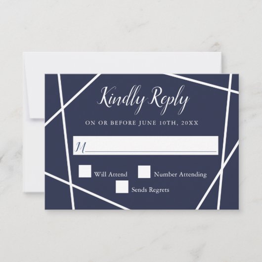 RSVP für Hochzeiten von Navy und White (Vorderseite)