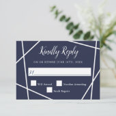 RSVP für Hochzeiten von Navy und White Karte (Stehend Vorderseite)
