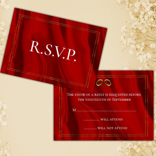 RSVP für Hochzeiten von Roter Seide und Gold