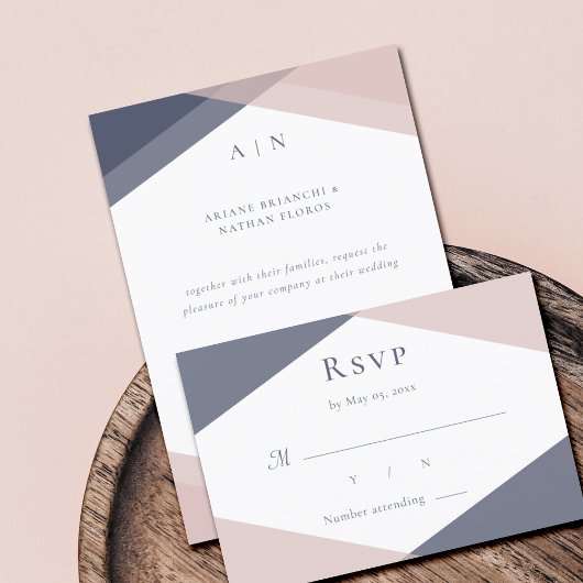 RSVP für Hochzeitsszeiten in Navy Blush Einladung