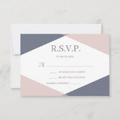 RSVP für Hochzeitsszeiten: Navy Blush Pink Geometr Einladung (Vorderseite)