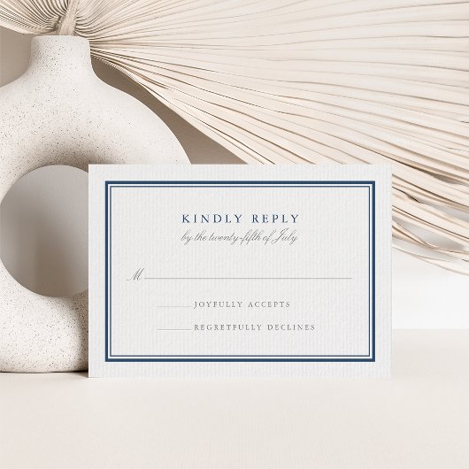 RSVP für klassische Marine und White Wedding Karte