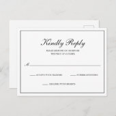 RSVP für klassische Schwarz-Weiß-Hochzeiten Einladungspostkarte (Vorne/Hinten)