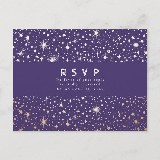 RSVP für Lila und goldene Nächte Postkarte (Vorderseite)