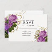 RSVP für lila und goldene Vintag-Chic-Hochzeit (Vorne/Hinten)