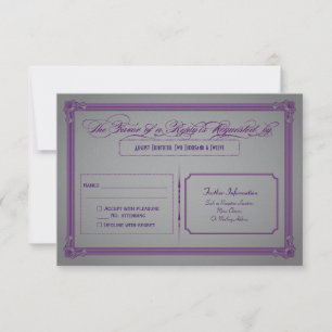 RSVP für Lila und graue Hochzeit Karte