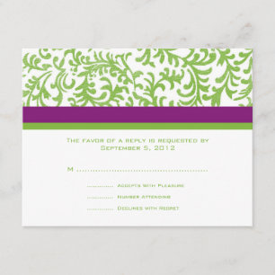 RSVP für lila und grüne Hochzeiten Karte