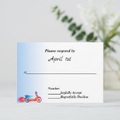 RSVP für mehrfarbiges Motorrad und Flammen Einladung (Stehend Vorderseite)