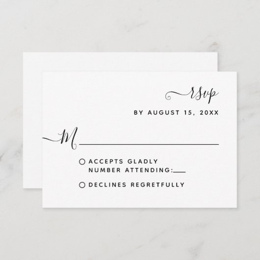 RSVP für Minimalistische Bohemische Script-Hochzei (Vorne/Hinten)