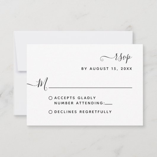 RSVP für Minimalistische Bohemische Script-Hochzei Karte (Vorderseite)