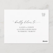 RSVP für Minimalistische Hochzeiten in Schwarz und Postkarte (Rückseite)