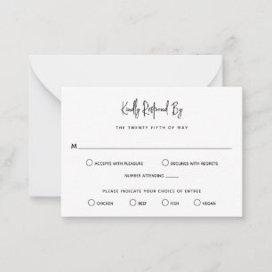 RSVP für Minimalistische Schwarz-Weiß-Mini-Hochzei Mitteilungskarte