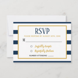 RSVP für Nautische Navy-Streifen und Burlap-Hochze Karte